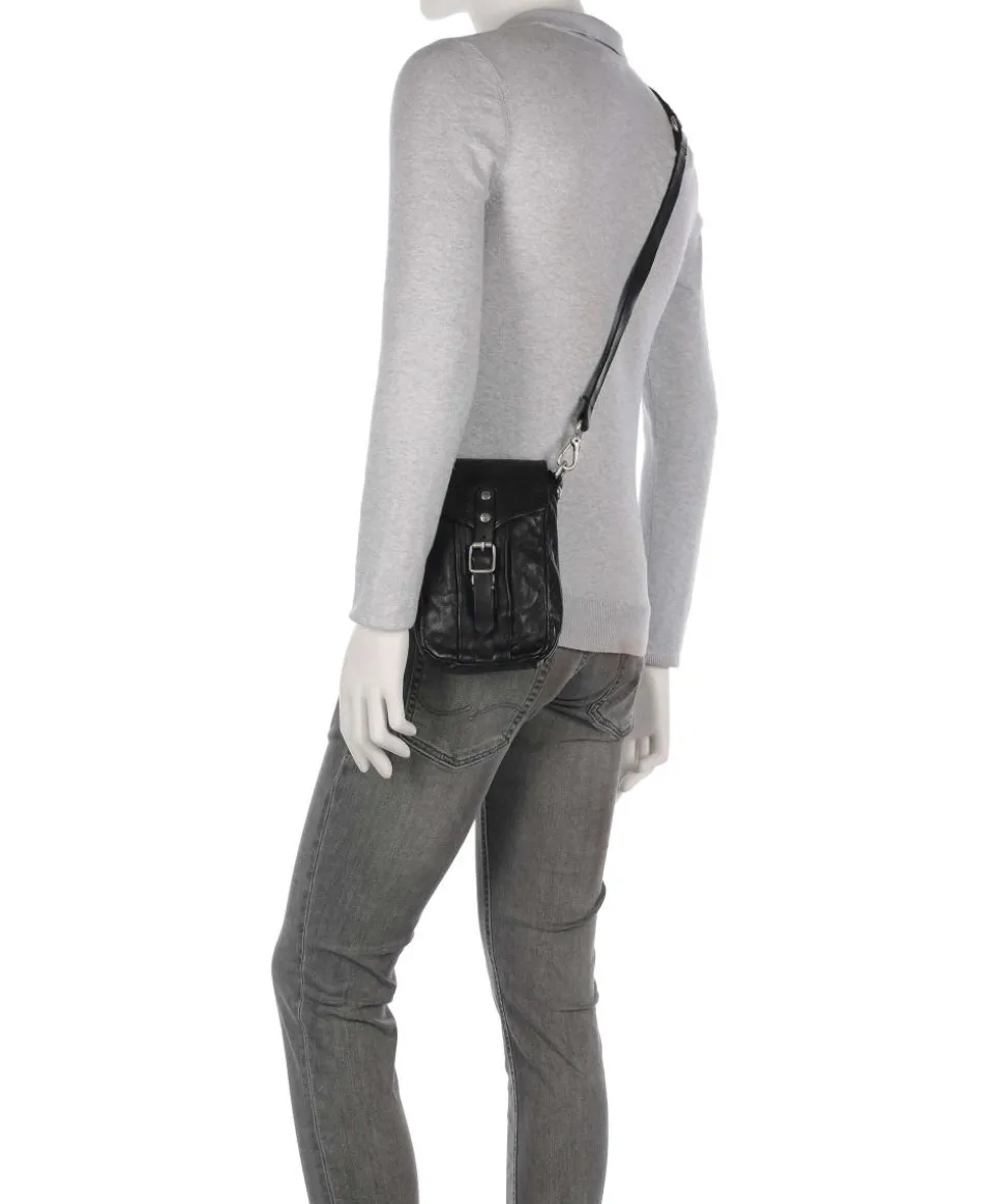 Umhängetasche fein genarbtes Rindsleder schwarz