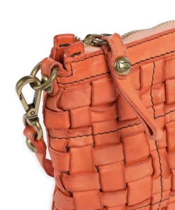 Umhängetasche genarbtes Rindsleder orange