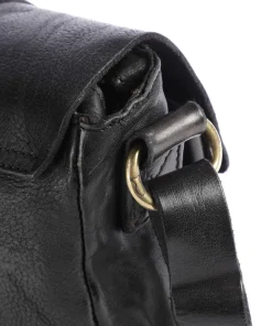 Umhängetasche genarbtes Rindsleder schwarz