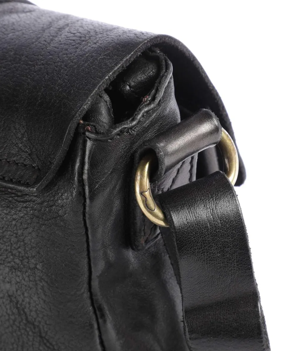 Umhängetasche genarbtes Rindsleder schwarz