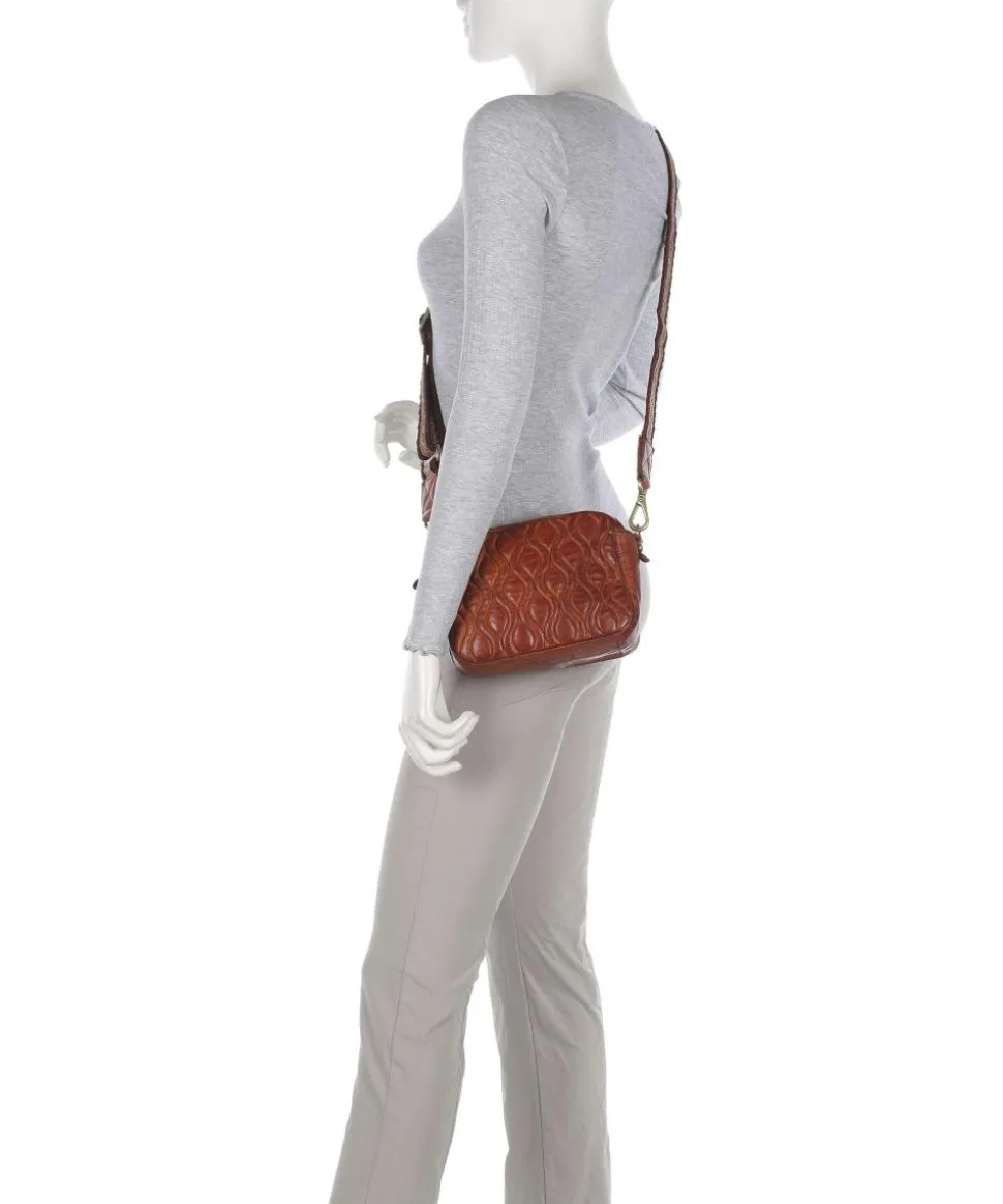 Umhängetasche genarbtes Rindsleder cognac