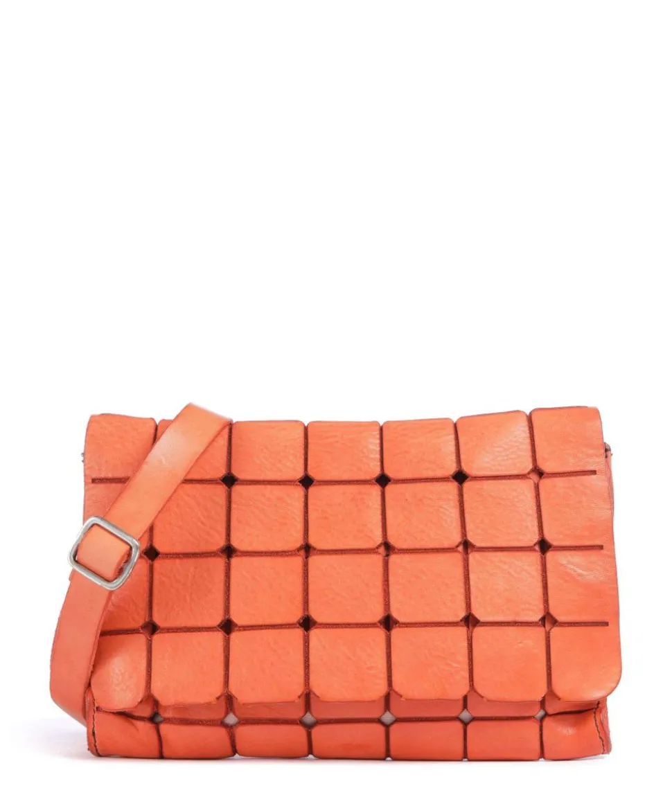 Umhängetasche genarbtes Rindsleder orange