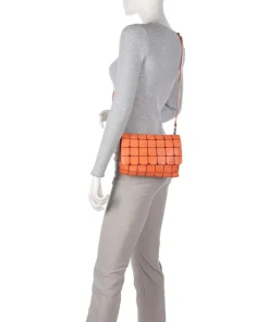 Umhängetasche genarbtes Rindsleder orange