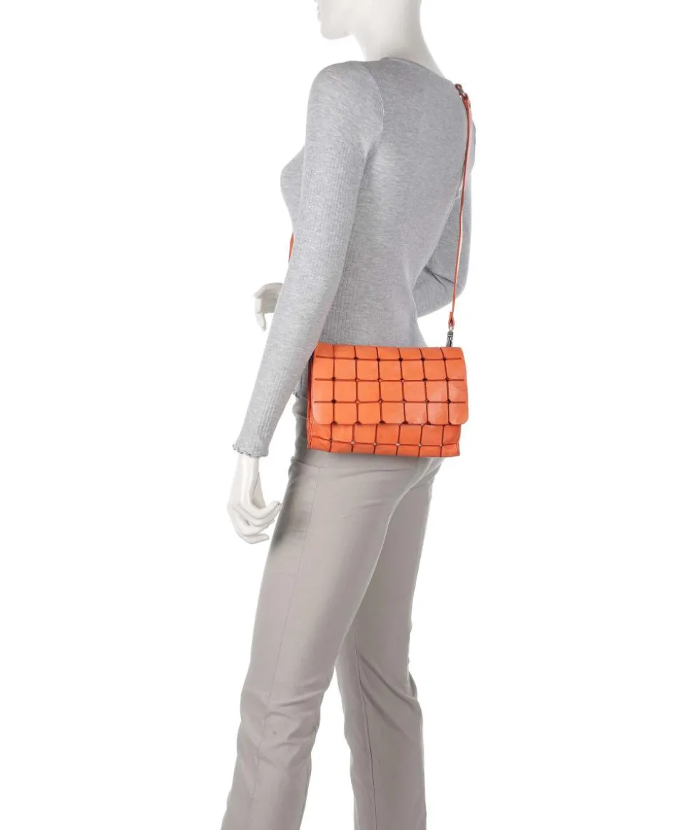 Umhängetasche genarbtes Rindsleder orange