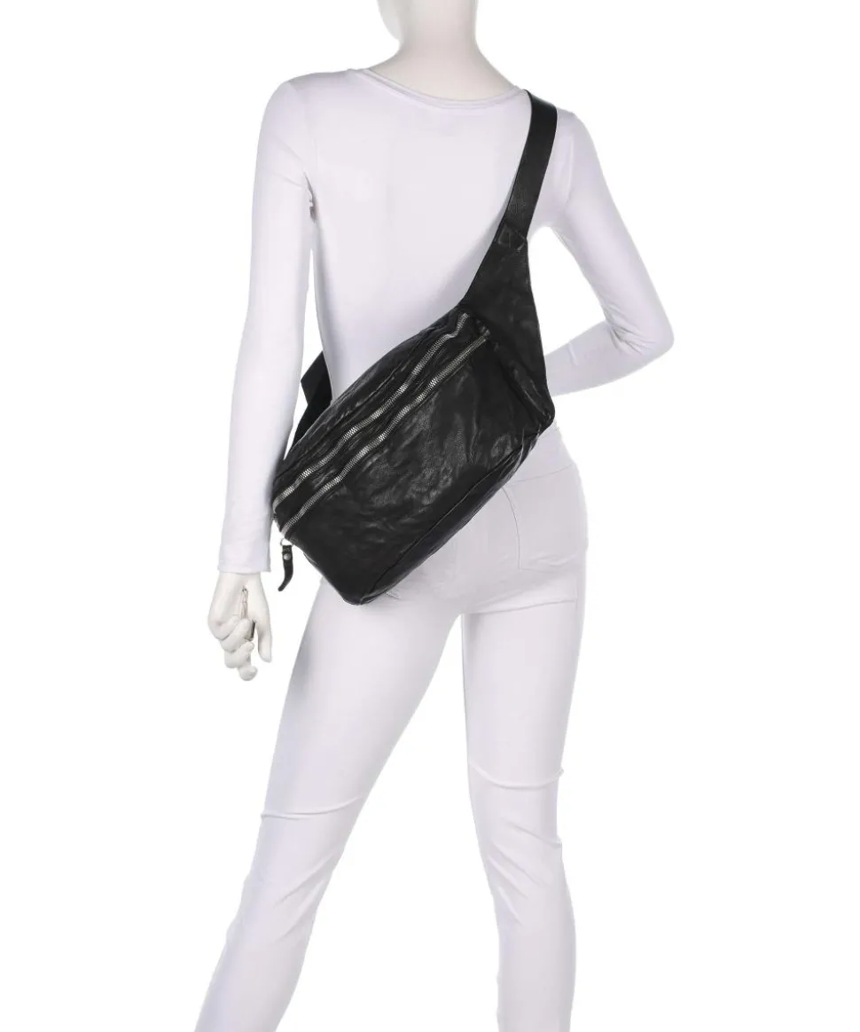 Umhängetasche genarbtes Rindsleder schwarz