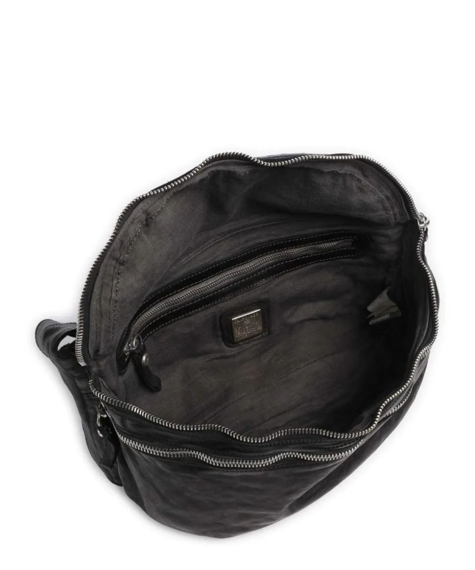 Umhängetasche genarbtes Rindsleder schwarz