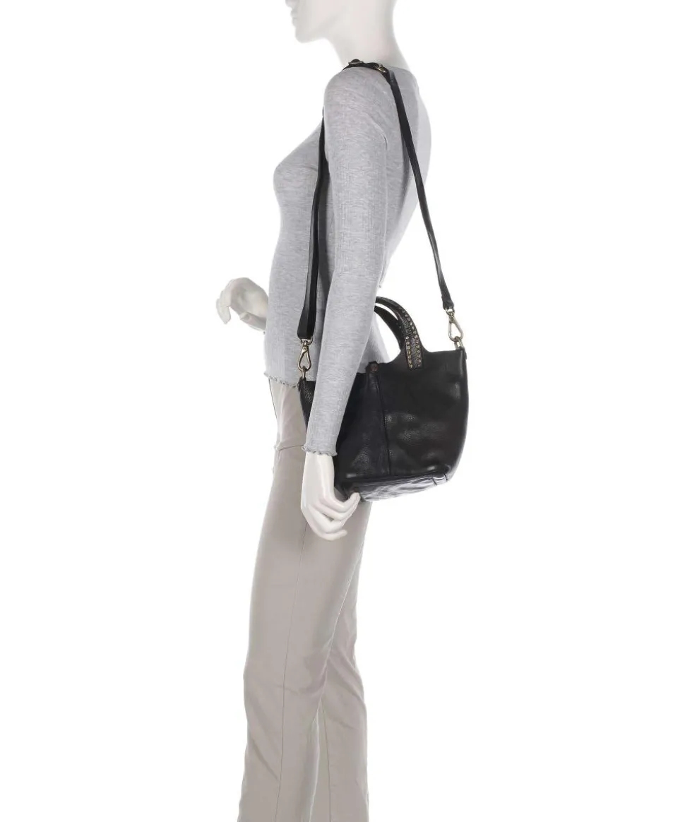 Umhängetasche genarbtes Rindsleder schwarz