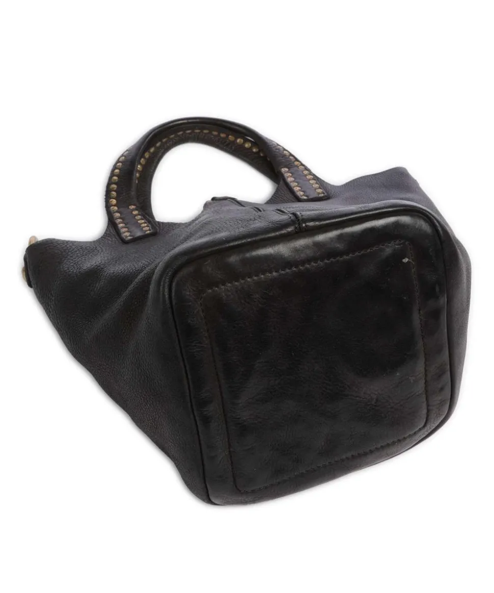 Umhängetasche genarbtes Rindsleder schwarz