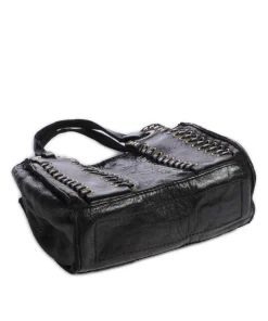 Umhängetasche genarbtes Rindsleder schwarz