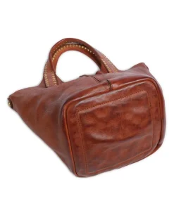 Umhängetasche genarbtes Rindsleder cognac