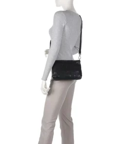 Umhängetasche genarbtes Rindsleder schwarz