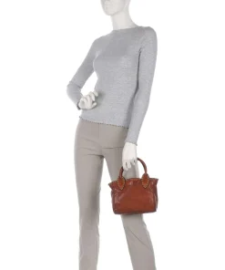 Umhängetasche genarbtes Rindsleder cognac