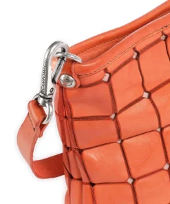 Umhängetasche genarbtes Rindsleder orange