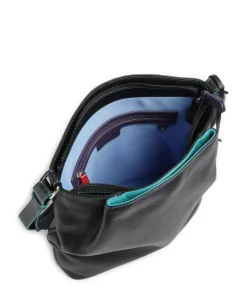 Umhängetasche genarbtes Rindsleder schwarz