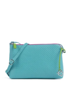 Umhängetasche geprägtes Rindsleder türkis