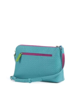 Umhängetasche geprägtes Rindsleder türkis