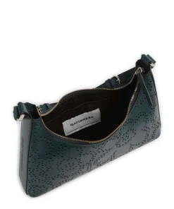 Unikko Imprint Schultertasche Leder dunkelgrün