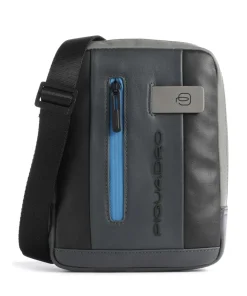 Urban Umhängetasche fein genarbtes Rindsleder schwarz/grau