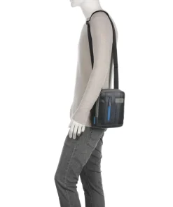 Urban Umhängetasche fein genarbtes Rindsleder schwarz/grau