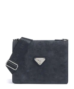 Vinour Vinerus Melide Umhängetasche Canvas, glattes Kalbsleder, aufgerautes Kalbsleder dunkelblau