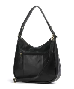 Vintage Veda Beuteltasche fein genarbtes Leder schwarz