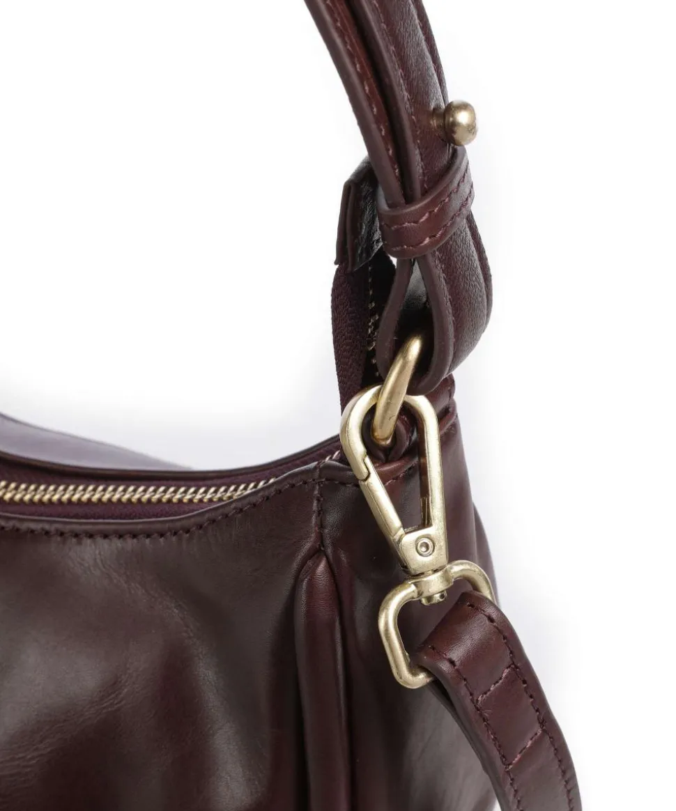 Vintage Veda Schultertasche fein genarbtes Leder dunkelrot