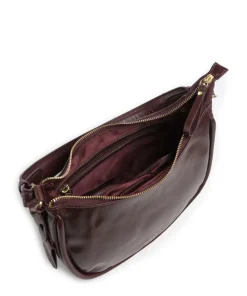 Vintage Veda Schultertasche fein genarbtes Leder dunkelrot