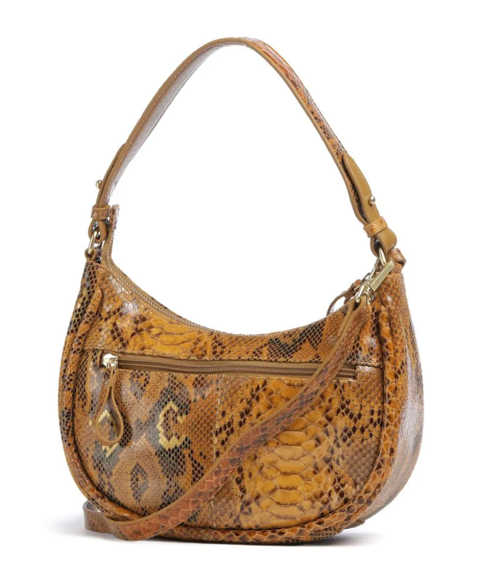 Vintage Veda Schultertasche fein genarbtes Leder braun