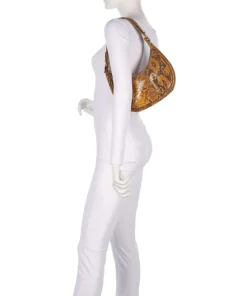 Vintage Veda Schultertasche fein genarbtes Leder braun