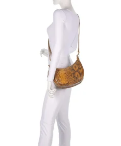 Vintage Veda Schultertasche fein genarbtes Leder braun