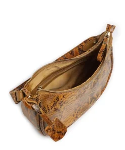 Vintage Veda Schultertasche fein genarbtes Leder braun