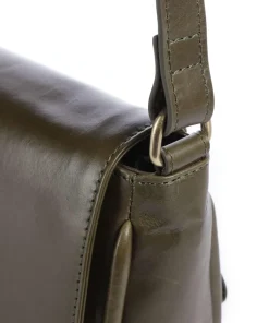 Vintage Veda Umhängetasche fein genarbtes Leder olivgrün