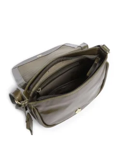 Vintage Veda Umhängetasche fein genarbtes Leder olivgrün