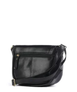 Vintage Veda Umhängetasche fein genarbtes Leder schwarz