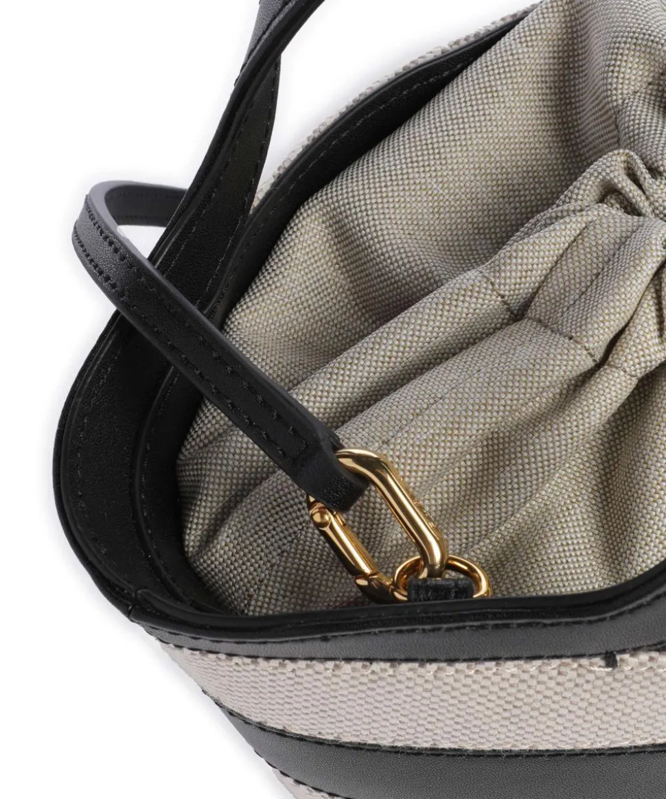 Vortice Mini Umhängetasche Canvas, fein genarbtes Leder beige/schwarz