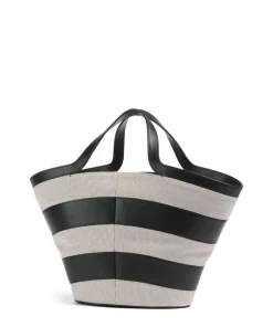 Vortice S Handtasche Canvas, fein genarbtes Kalbsleder beige/schwarz