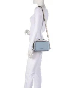 W92 Umhängetasche fein genarbtes Rindsleder blau/beige