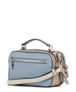 W92 Umhängetasche fein genarbtes Rindsleder blau/beige