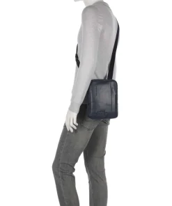 W137 Umhängetasche genarbtes Rindsleder dunkelblau