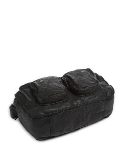 Washed Ellie Schultertasche Kalbsleder schwarz