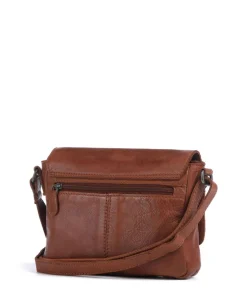 Washed Waxed Cow Ann Umhängetasche genarbtes Rindsleder cognac