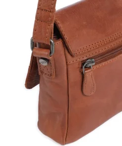 Washed Waxed Cow Ann Umhängetasche genarbtes Rindsleder cognac