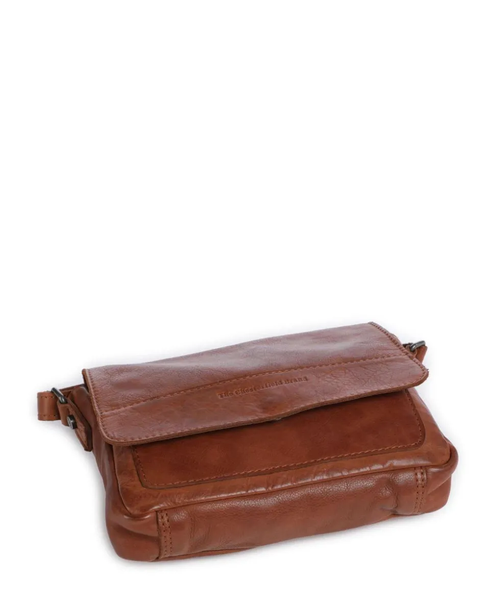 Washed Waxed Cow Ann Umhängetasche genarbtes Rindsleder cognac