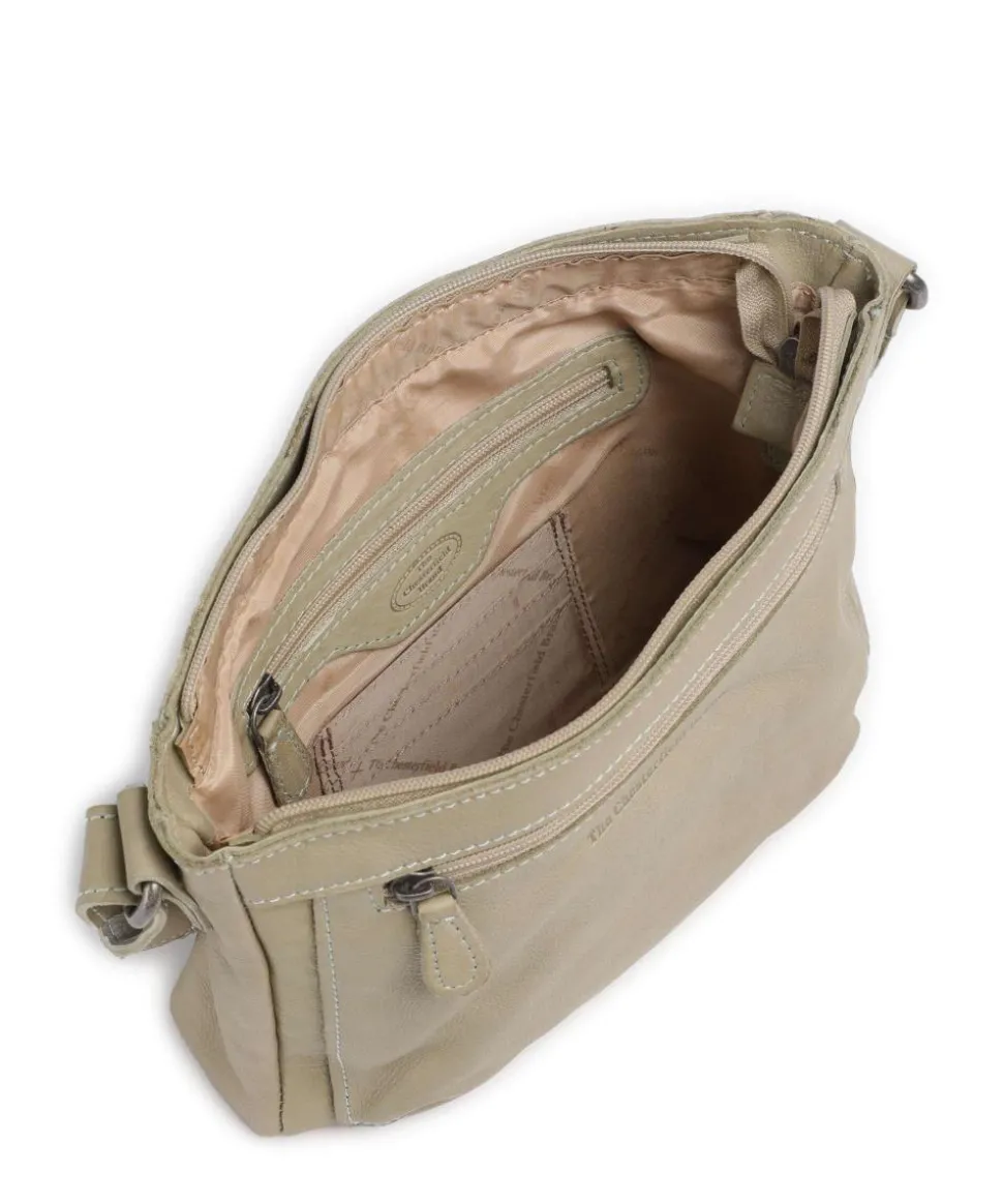 Washed Waxed Cow Aston Umhängetasche genarbtes Rindsleder beige