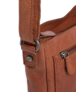 Washed Waxed Cow Aston Umhängetasche genarbtes Rindsleder cognac