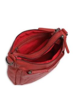 Washed Waxed Cow Caroline Schultertasche genarbtes Rindsleder rot