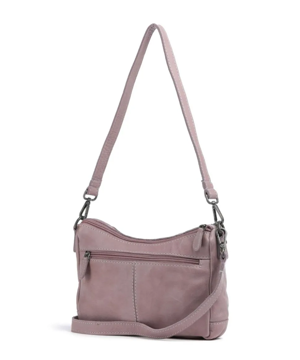 Washed Waxed Cow Irving Schultertasche genarbtes Rindsleder lavendel