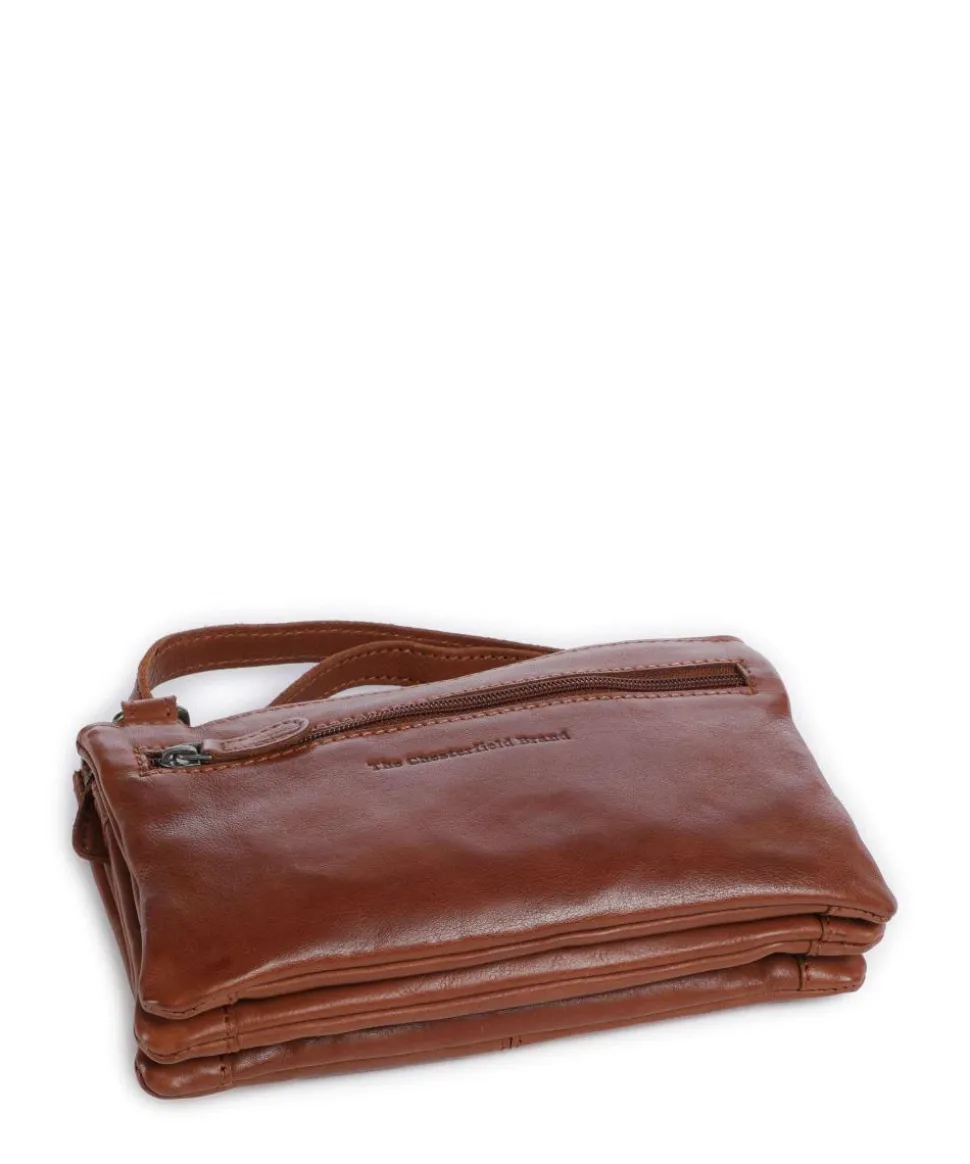 Washed Waxed Cow Osaka Umhängetasche genarbtes Rindsleder cognac