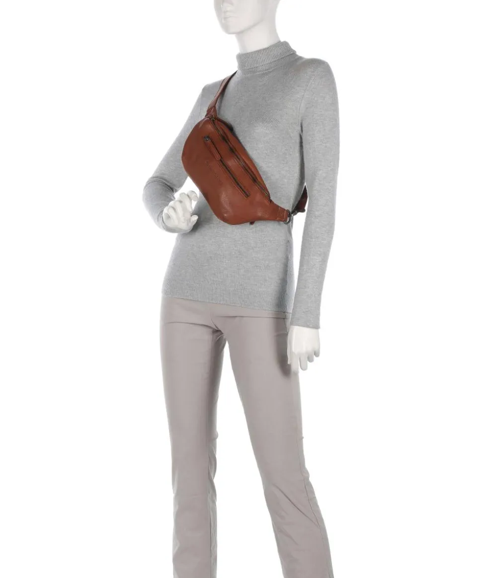 Washed Waxed Cow Severo Gürteltasche genarbtes Rindsleder cognac