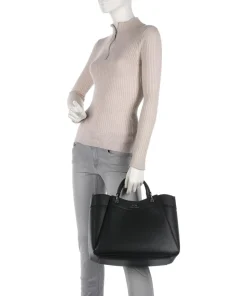 Wave L Handtasche Lederimitat schwarz